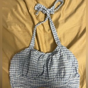 Altar’d State Blue Checkered Halter Top